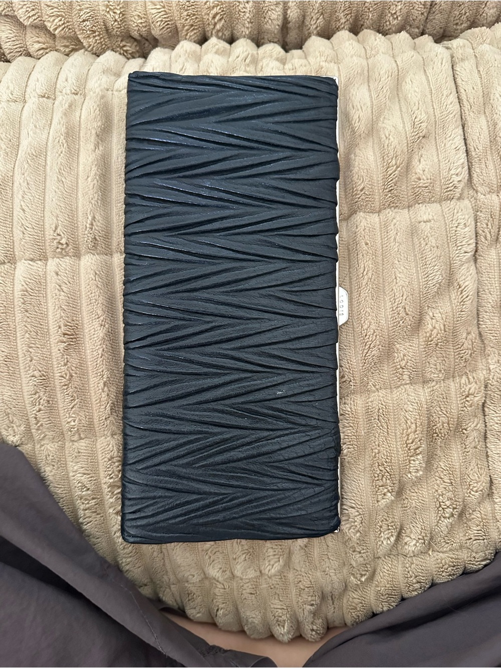 Lodis Black Textured Foldover Clutch